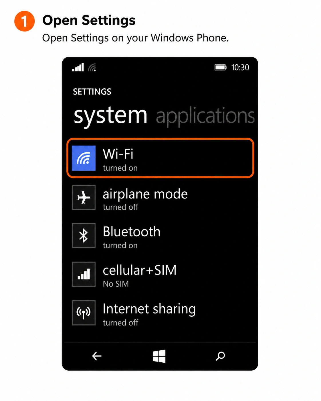 Windows Phone setup screenshot 1