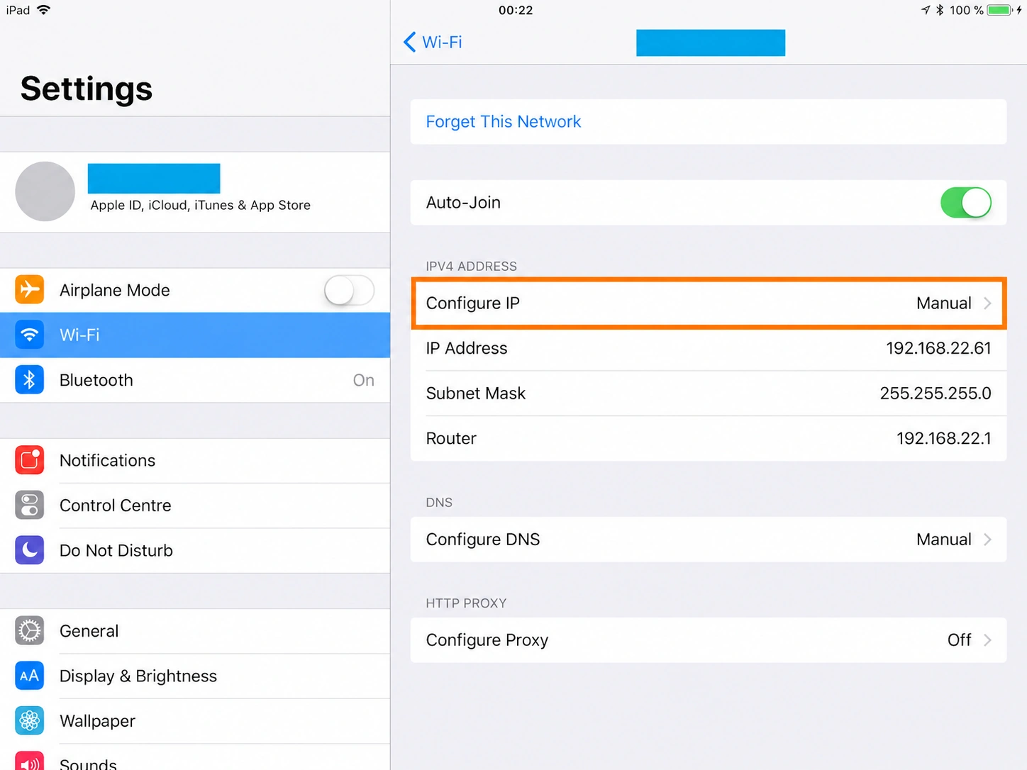 iPad setup screenshot 1