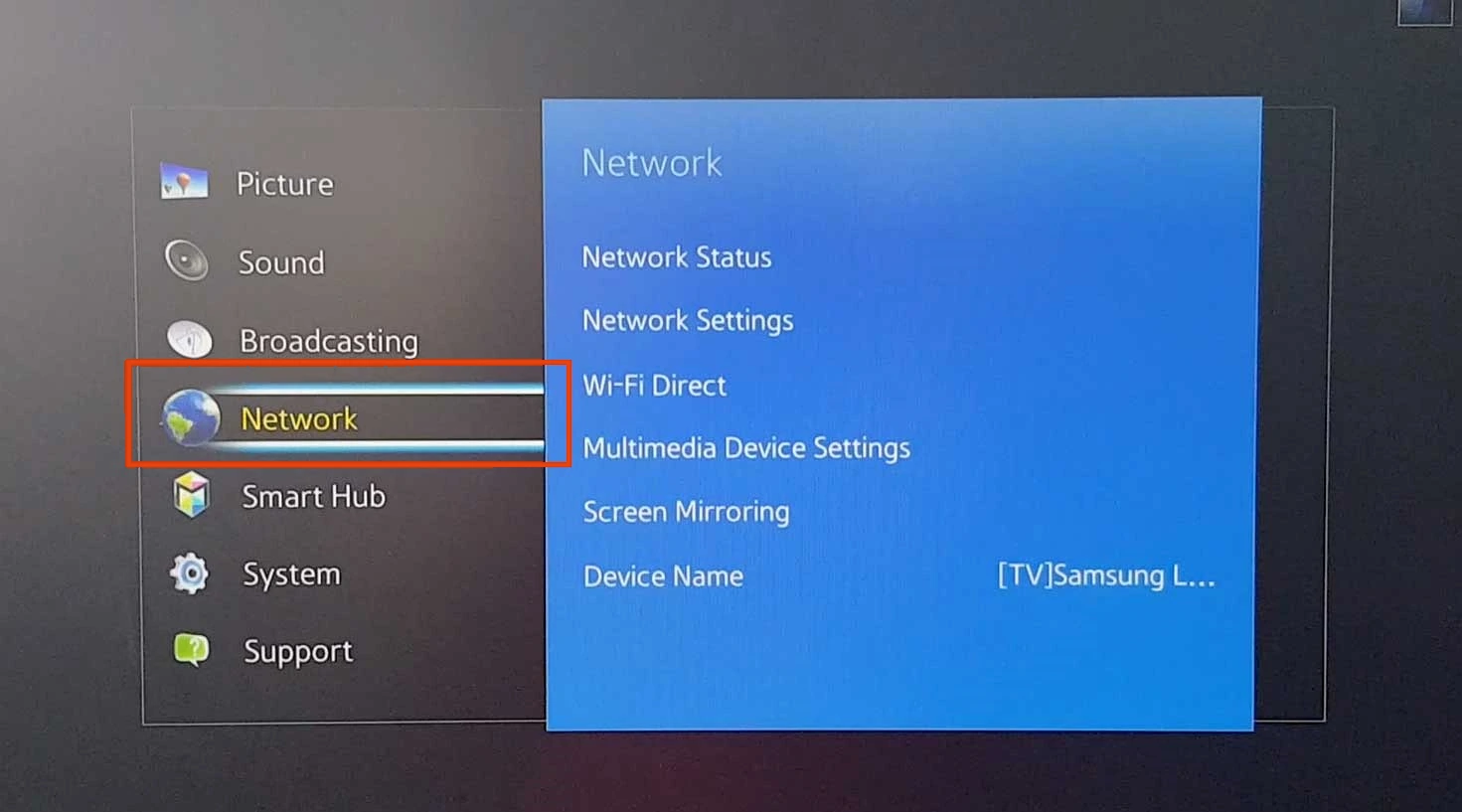 Samsung Smart TV setup screenshot 1