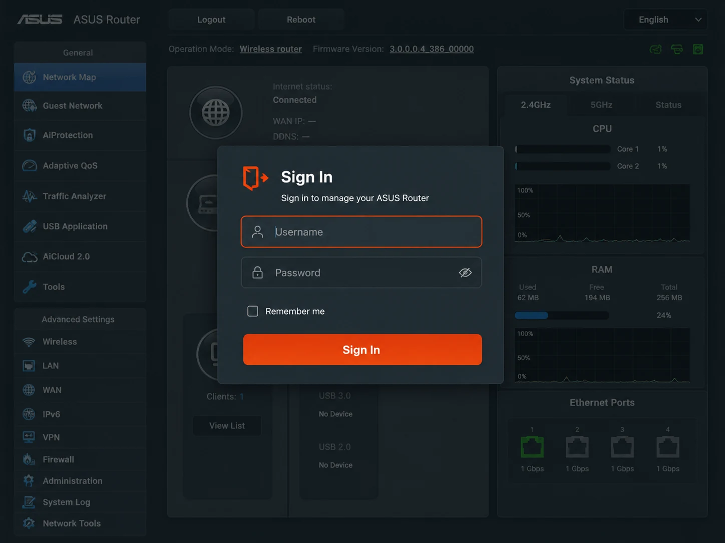 Asus Router setup screenshot 1