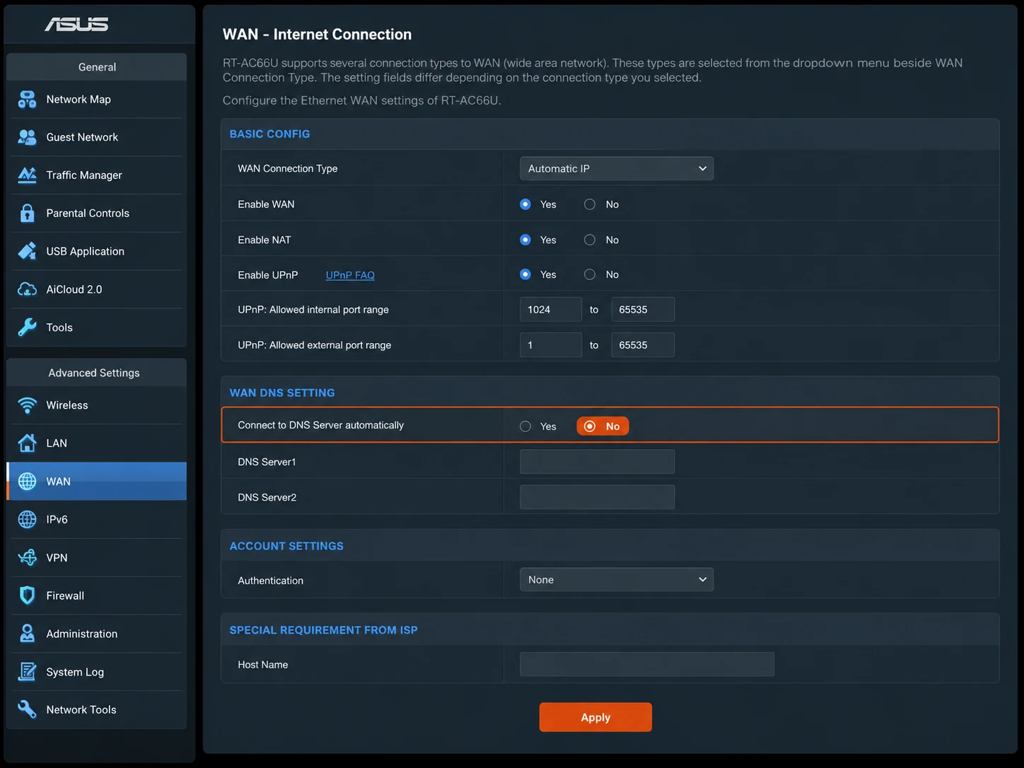 Asus Router setup screenshot 3