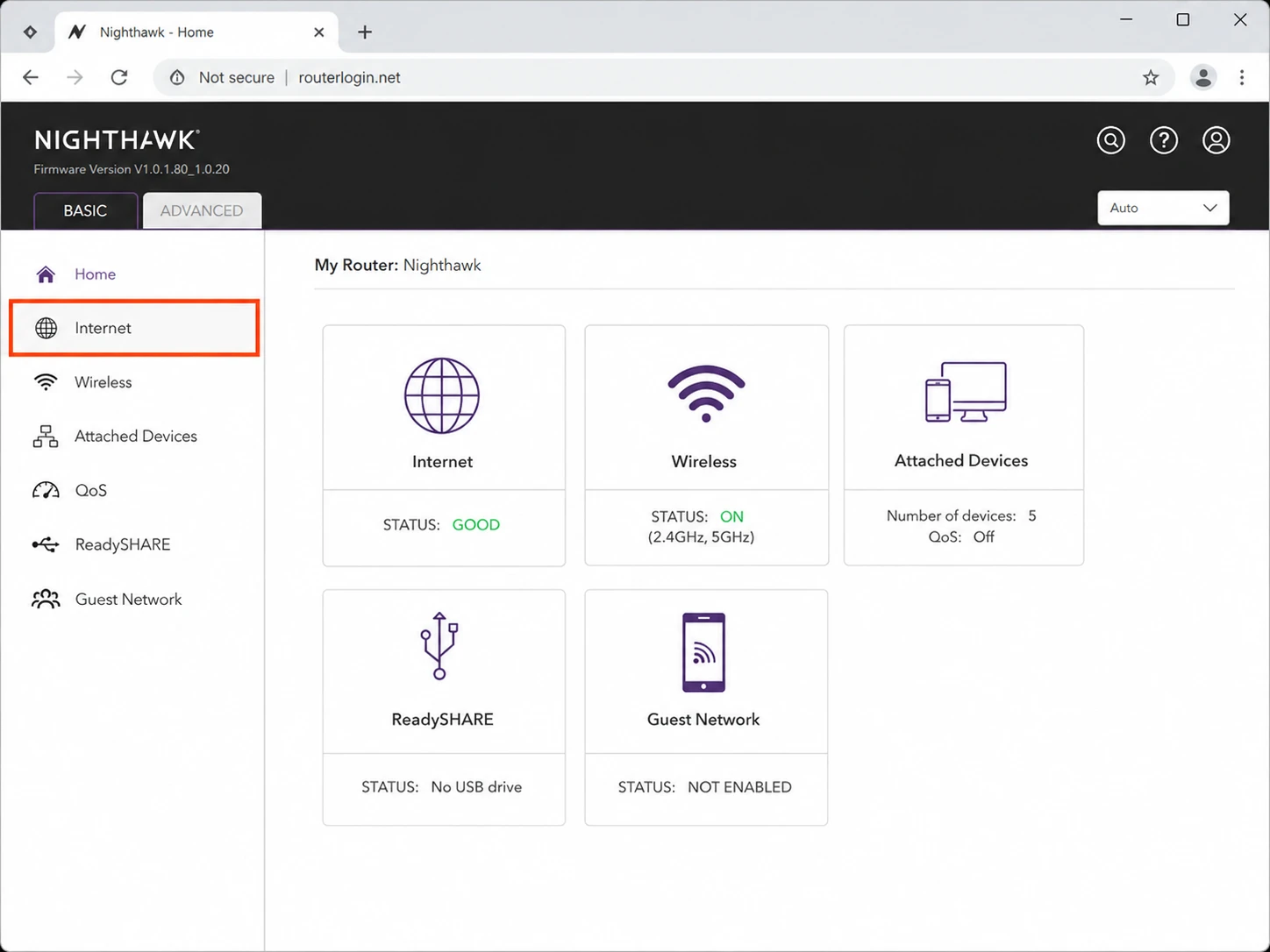 Netgear Router setup screenshot 1